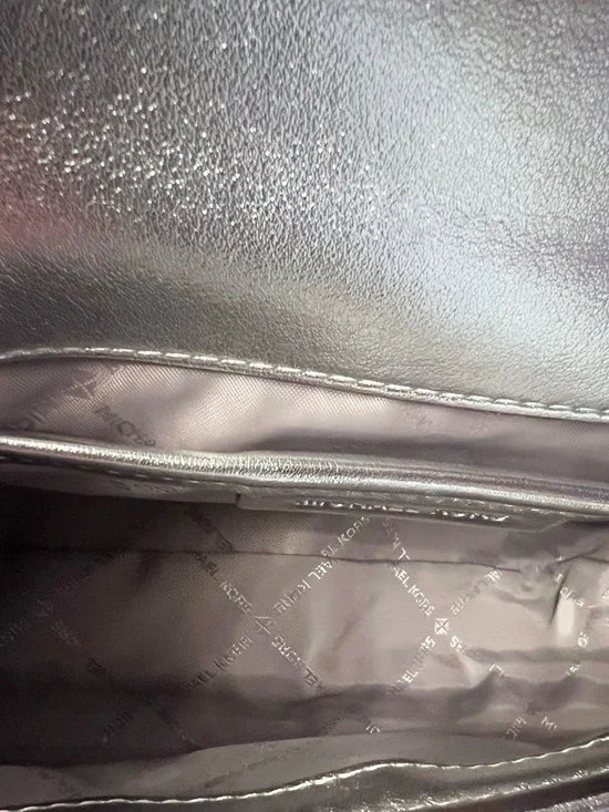 Michael Kors Metallic Silver Tribeca Quilted Top Handle Satchel - Picture 6 of 9